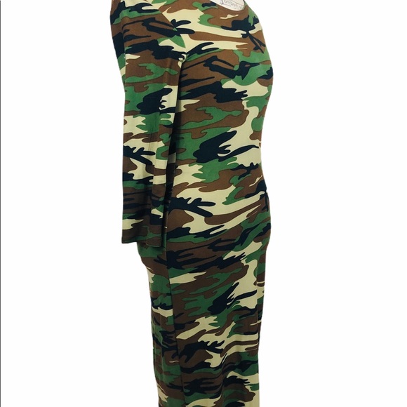 Army Green Fitted Knee Dress - Picture 4 of 7